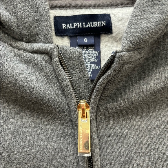 BNWOT Grey Polo Ralph Lauren girls (kids) size 6 full zip hoodie - Picture 2 of 5